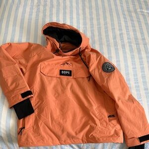 DOPE Coral-Orange Hooded Anorak Pullover